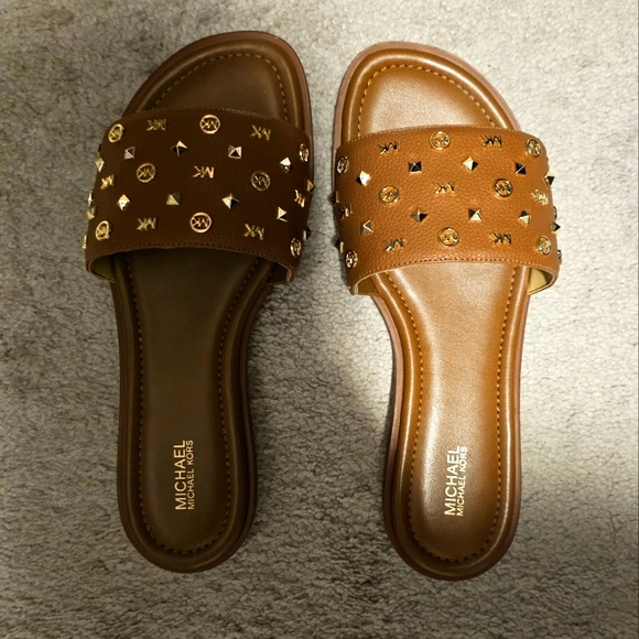 Michael Kors Brown Slide Sandals - Picture 1 of 2